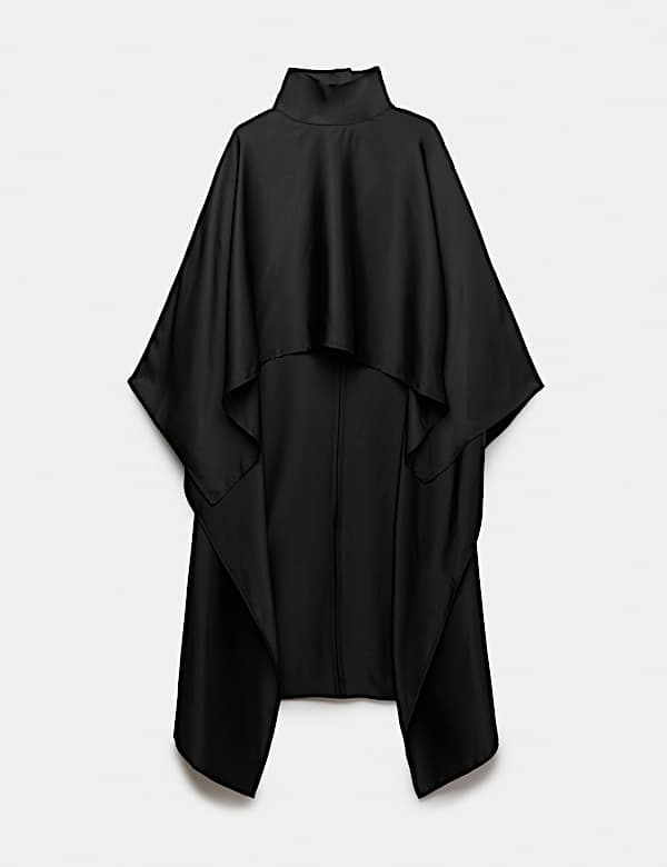 Satin Funnel Neck Longline Cape - NL