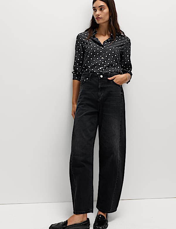 Foil Print Collared Shirt