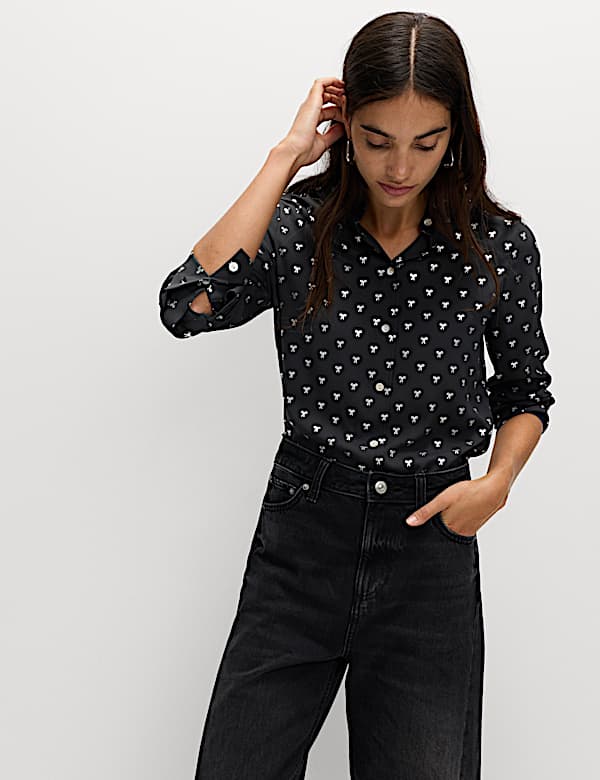 Foil Print Collared Shirt