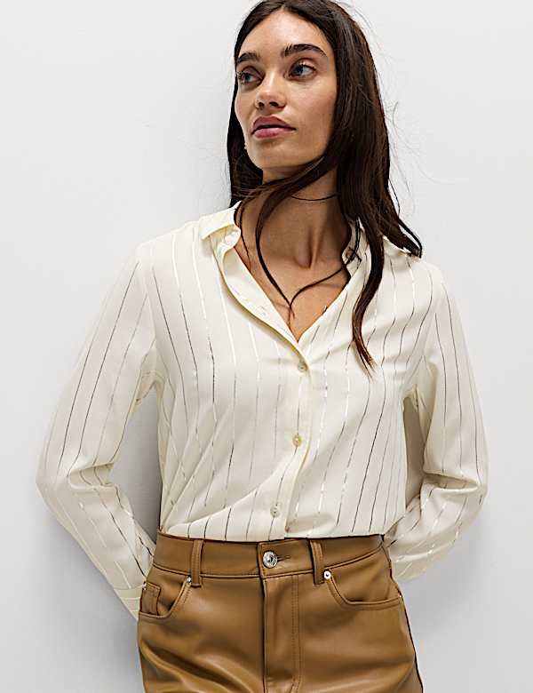 Foil Print Collared Shirt