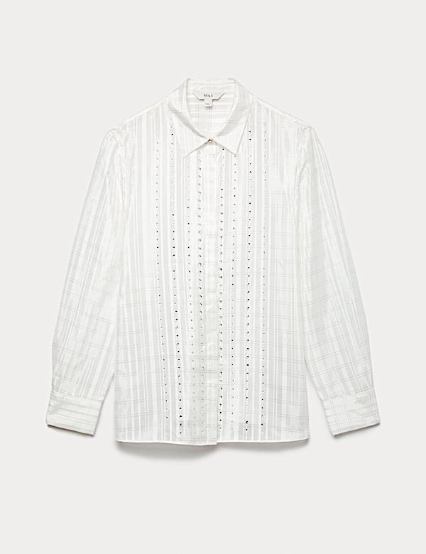 Checked Embellished Collared Shirt - ID