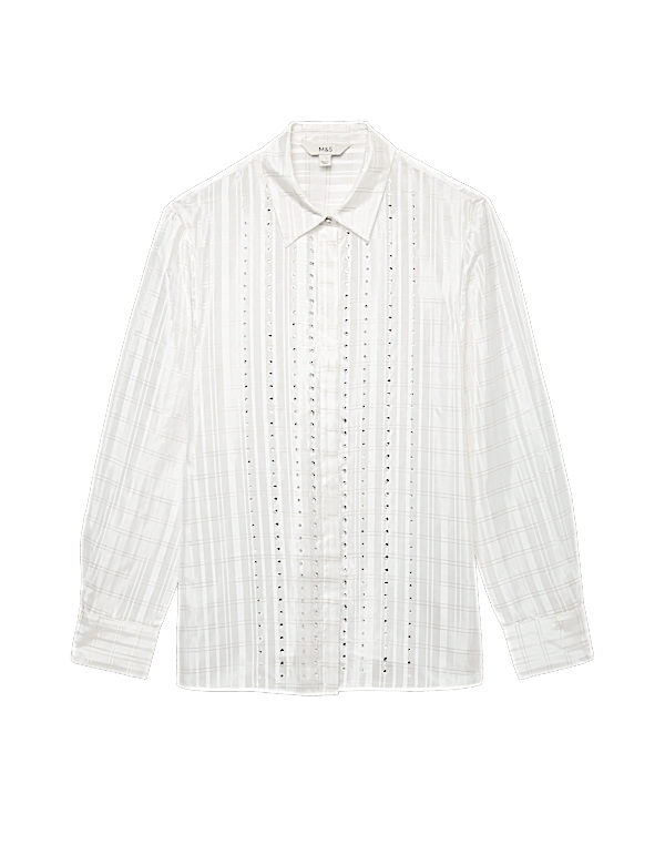 Checked Embellished Collared Shirt