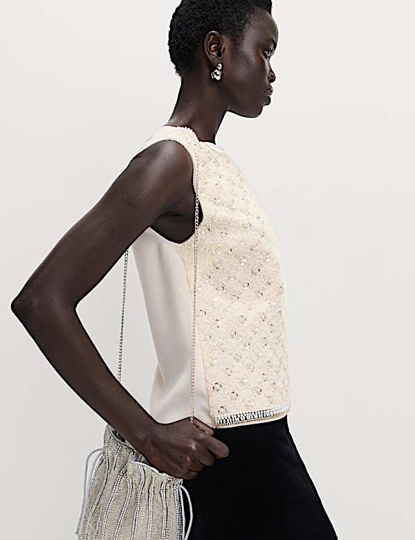 Beaded Embellished Shell Top - US