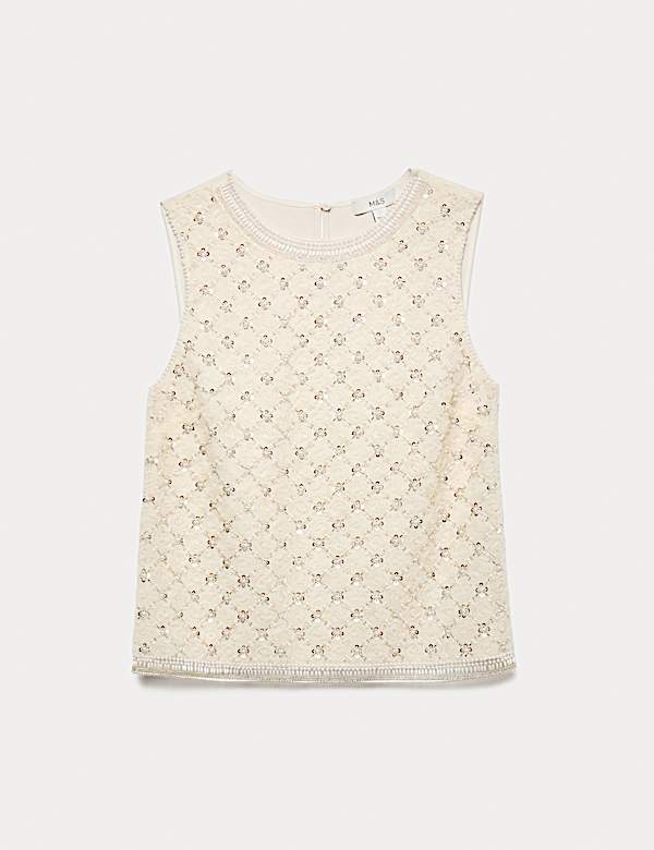 Beaded Embellished Shell Top - US
