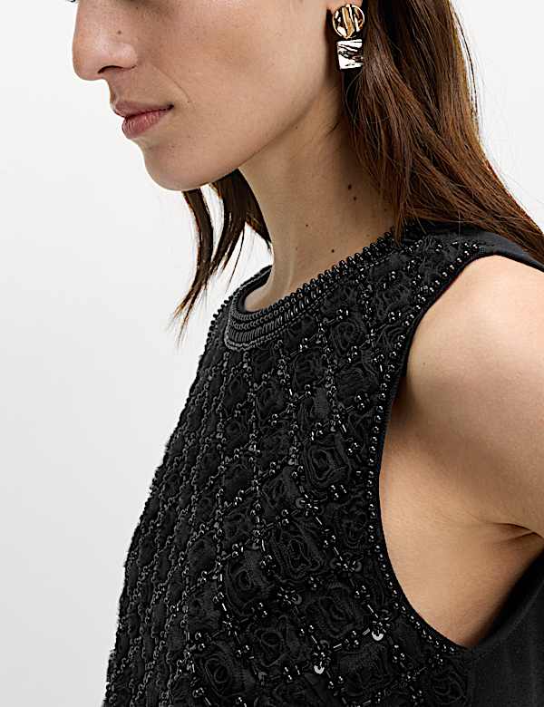 Beaded Embellished Shell Top - NO