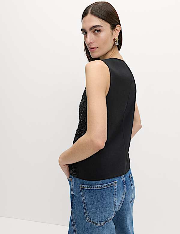 Beaded Embellished Shell Top - NO