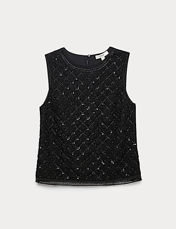 Beaded Embellished Shell Top - NO