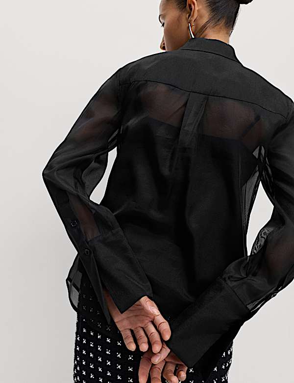 Lace Bib Collared Shirt - DK