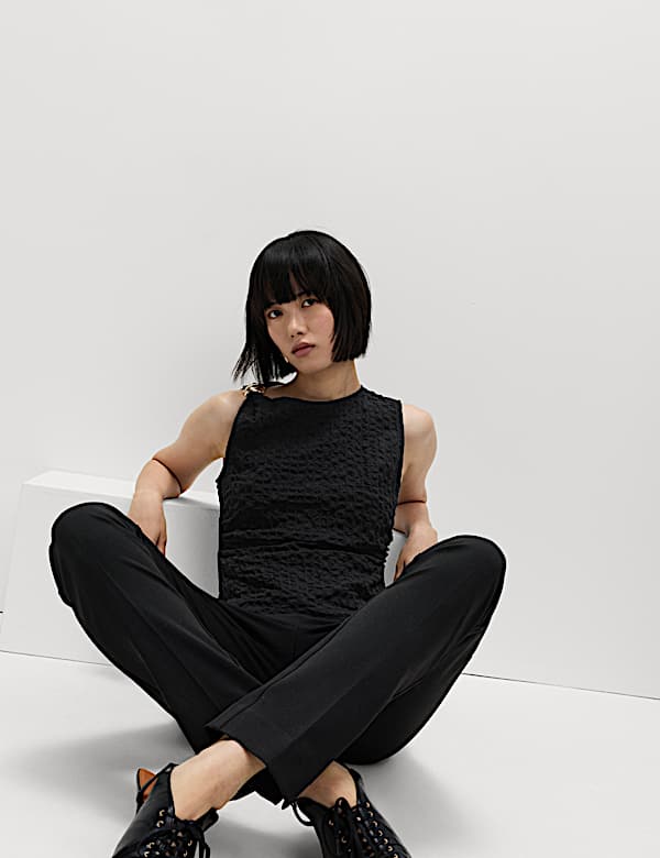 Cotton Rich Textured Hardware Detail Tank Top - DE