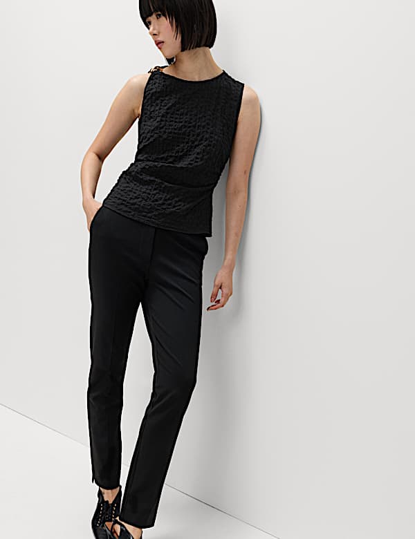 Cotton Rich Textured Hardware Detail Tank Top - DE