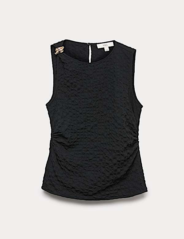 Cotton Rich Textured Hardware Detail Tank Top - DE