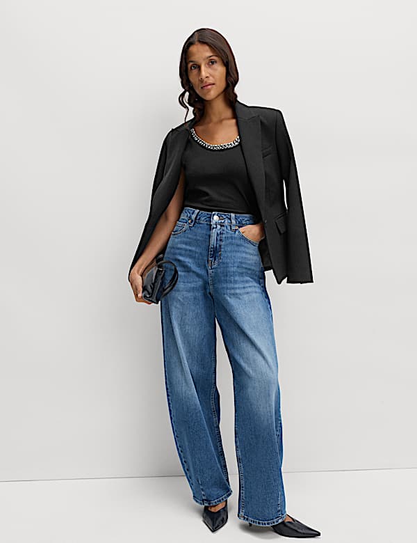 Chain Detail Scoop Neck Cami Top - SE