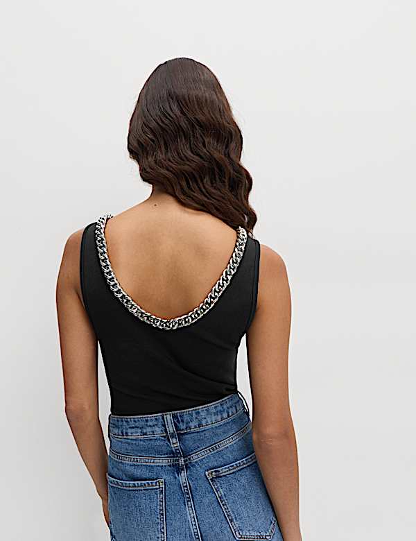 Chain Detail Scoop Neck Cami Top - SE
