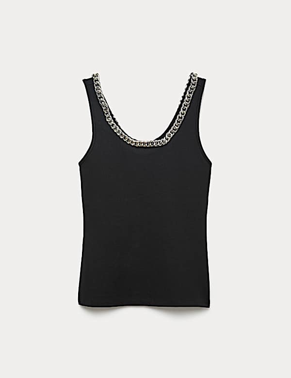 Chain Detail Scoop Neck Cami Top - SE
