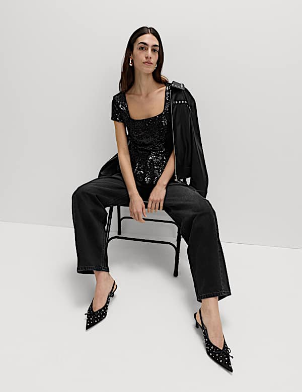 Sequin Peplum Fitted Top - CN