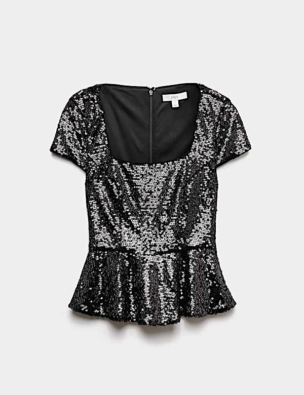Sequin Peplum Fitted Top - CN