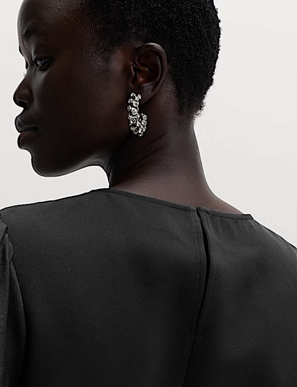 Atasan Lengan Puff Berikat Pinggang Organza - ID