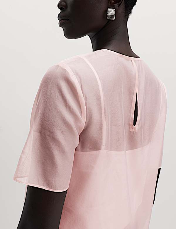 Organzový top zdobený s kulatým výstřihem - CZ