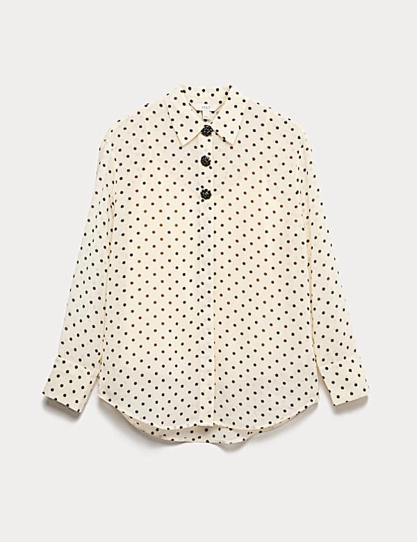 חולצה עם כפתורים, עיטורים ונקודות - IL