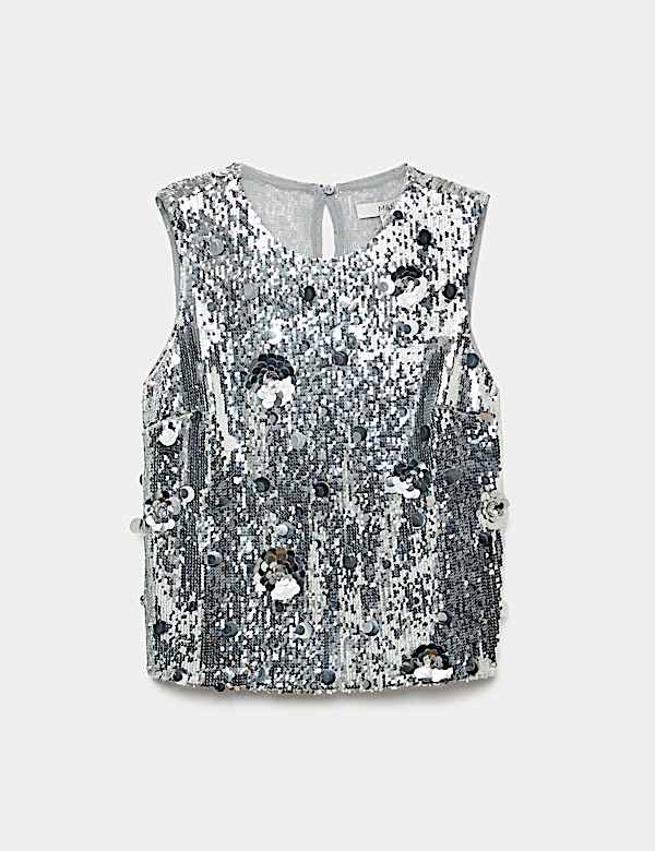 Sequin Floral Shell Top - MV