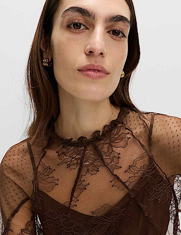 Lace Frill Neck Top - JP