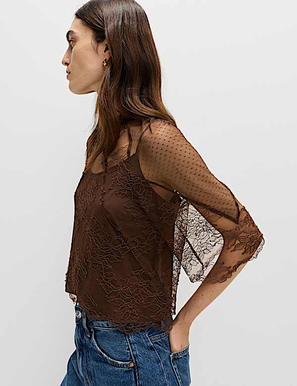 Lace Frill Neck Top - JP