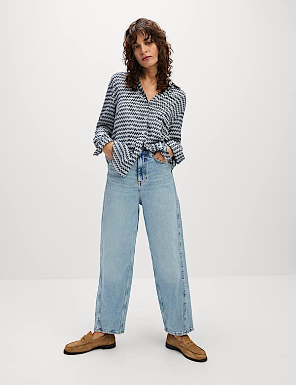 Geometric Collared Button Through Shirt