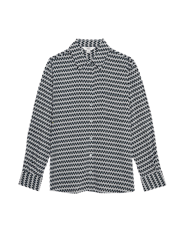 Geometric Collared Button Through Shirt
