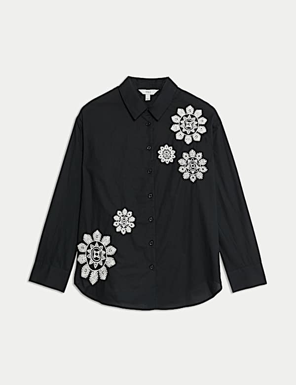 Pure Cotton Embroidered Collared Shirt - JO