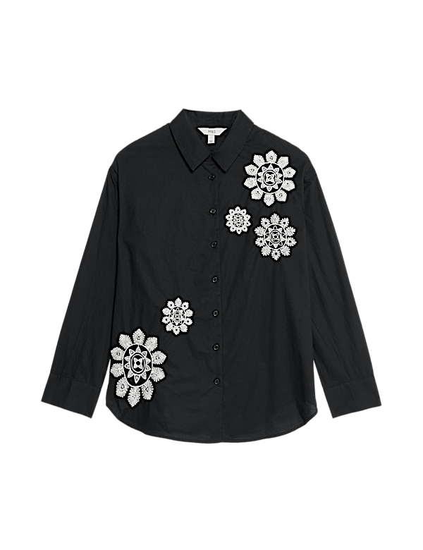 Pure Cotton Embroidered Collared Shirt