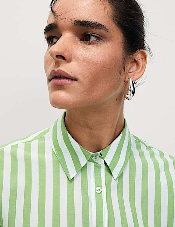 Pure Cotton Striped Collared Shirt