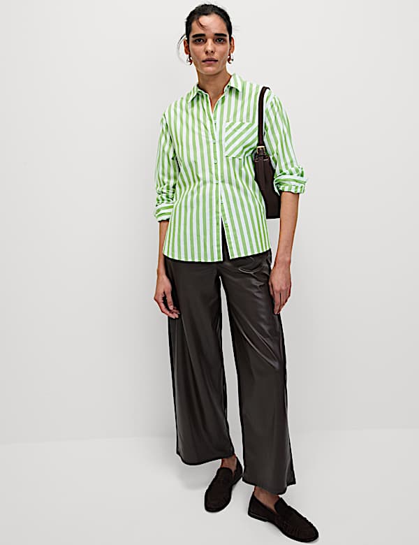Pure Cotton Striped Collared Shirt