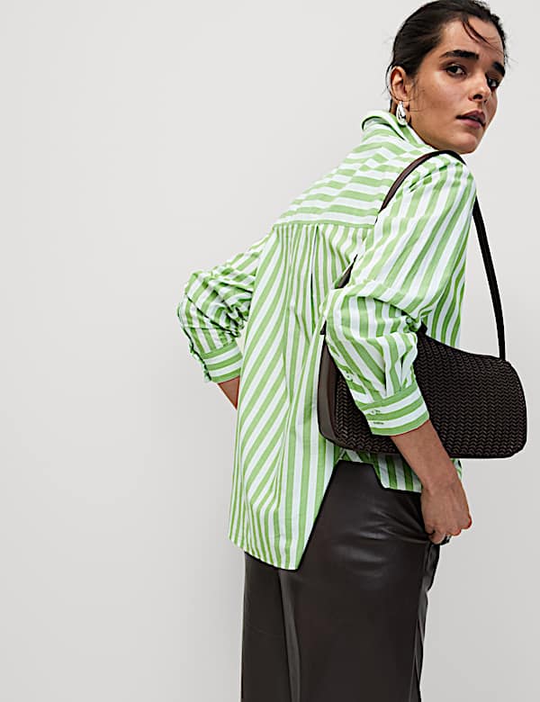 Pure Cotton Striped Collared Shirt