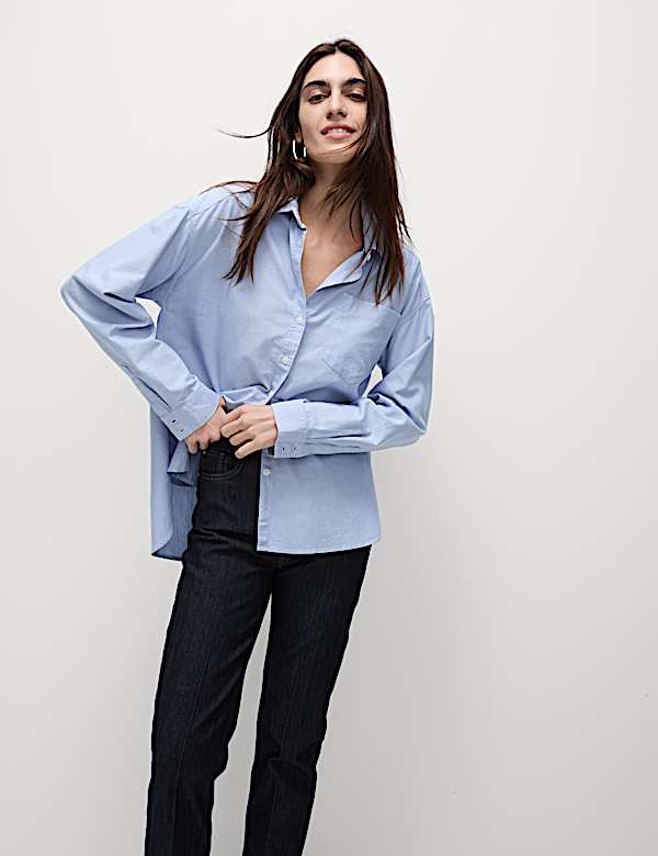 Pure Cotton Collared Oversized Shirt