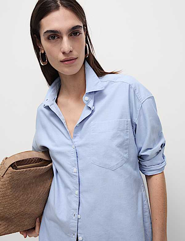 Pure Cotton Collared Oversized Shirt