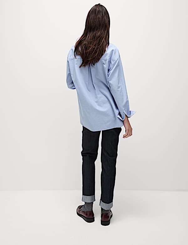 Pure Cotton Collared Oversized Shirt