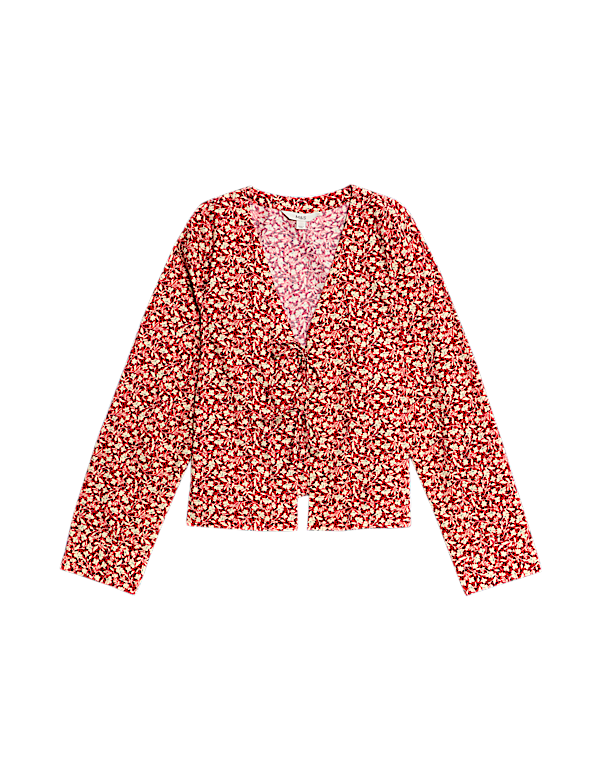 Pure Cotton Printed Tie Front Top