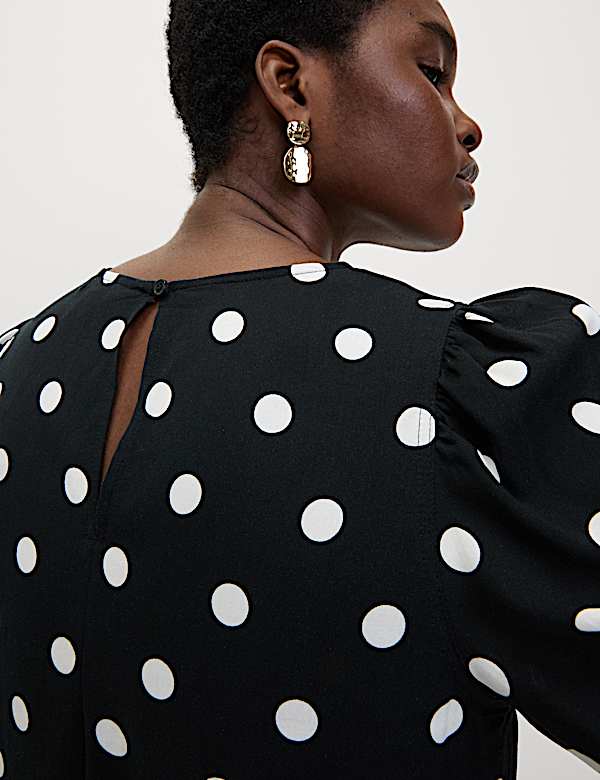 Printed Puff Sleeve Blouse