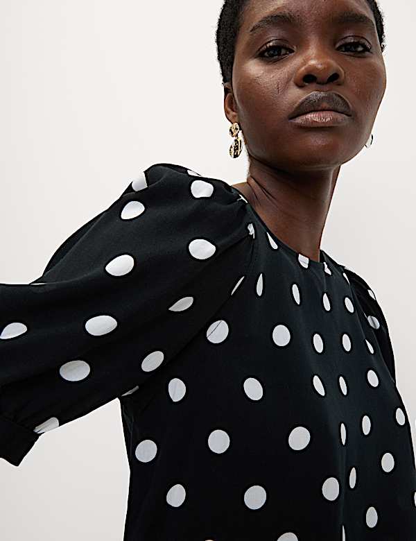 Printed Puff Sleeve Blouse