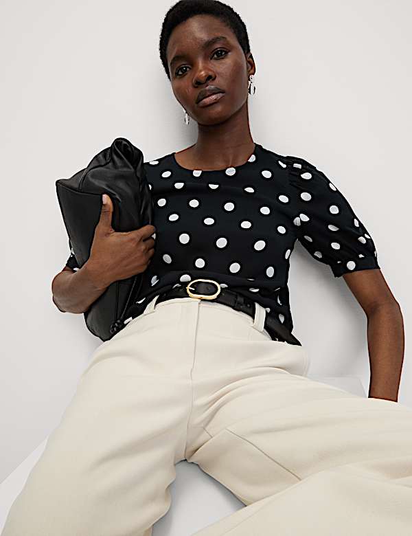 Printed Puff Sleeve Blouse