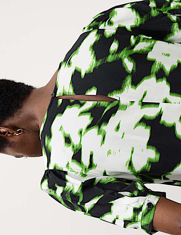 Printed Puff Sleeve Blouse - CH