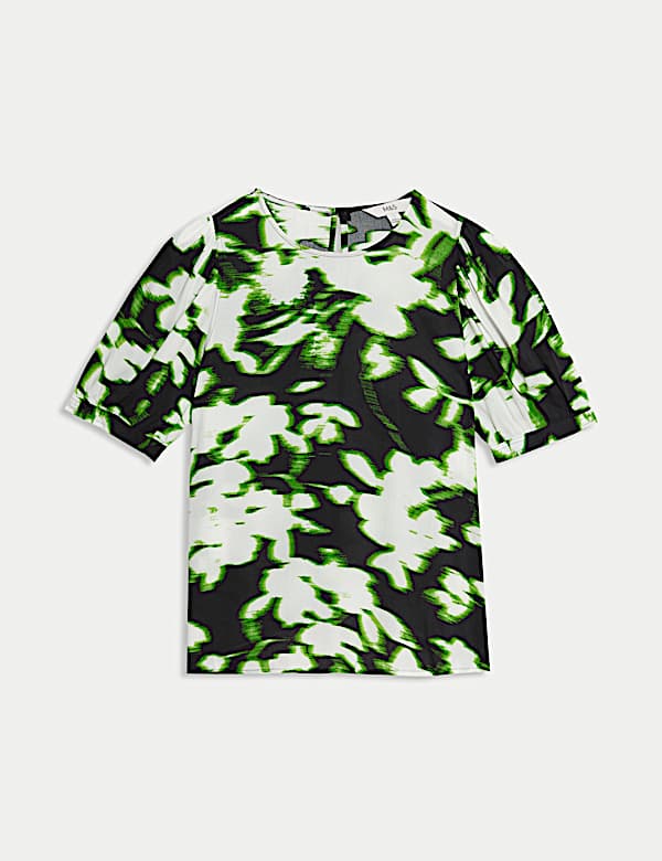 Printed Puff Sleeve Blouse - CH