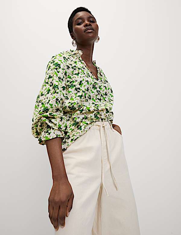 Pure Cotton Floral Printed Blouse