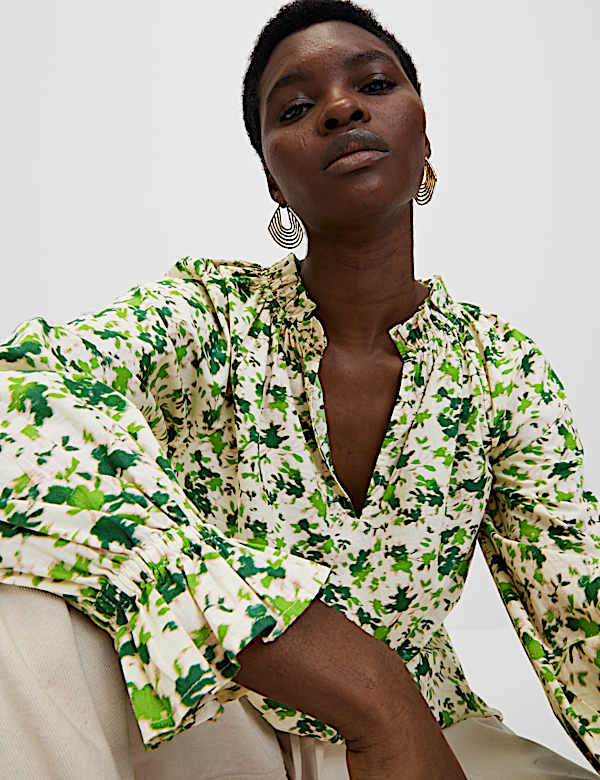 Pure Cotton Floral Printed Blouse