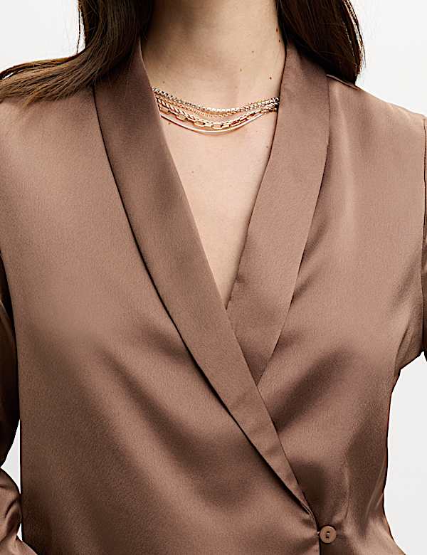 Chemise en satin avec col châle - CH