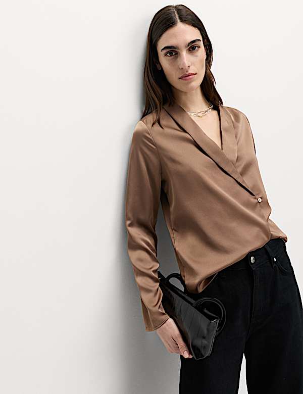 Chemise en satin avec col châle - CH