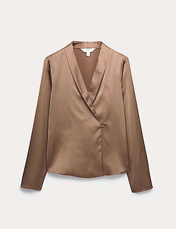 Chemise en satin avec col châle - CH