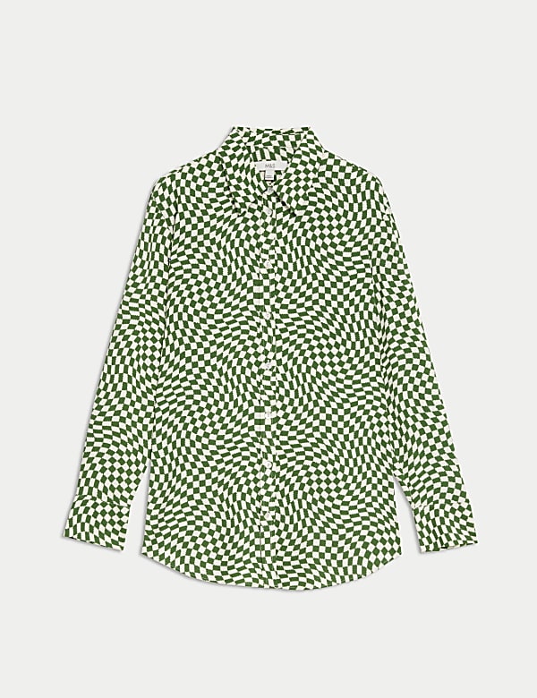 Printed Collared Blouse - AL