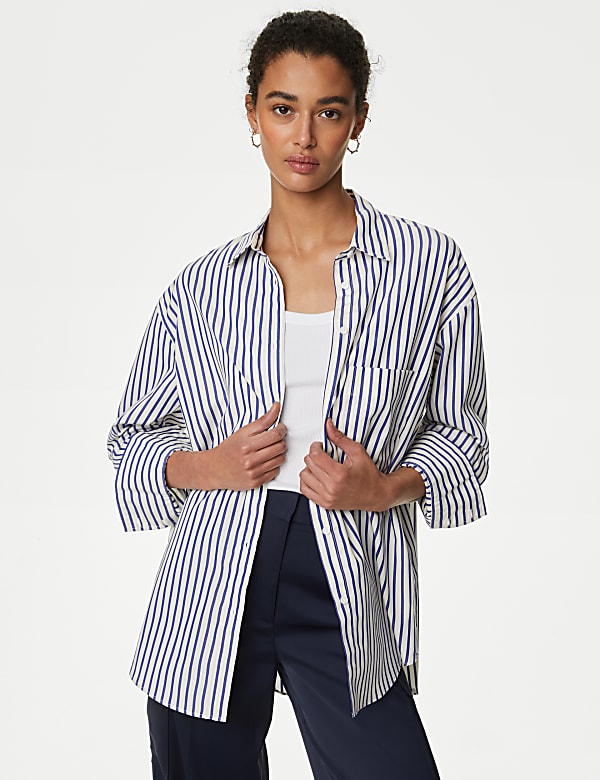 Pure Cotton Striped Collared Shirt - HK