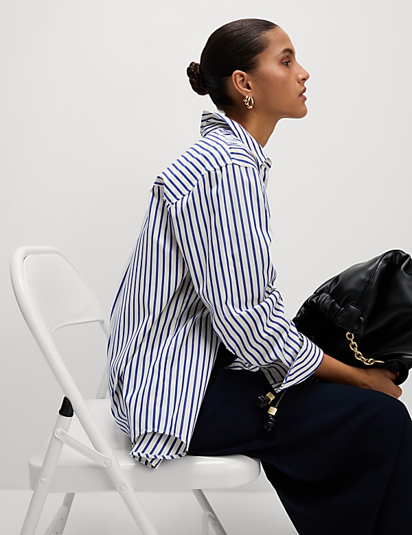 Pure Cotton Striped Collared Shirt - SE